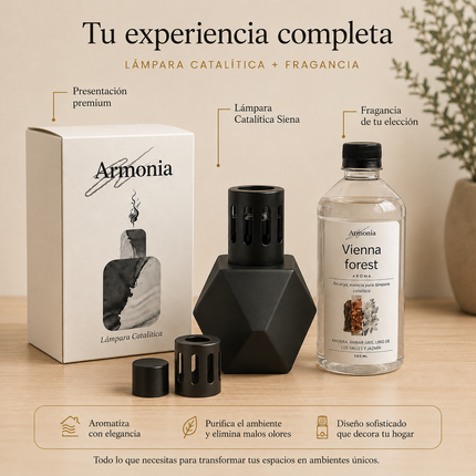 Lámpara Catalítica Obsidiana | Incluye Fragancia Premium