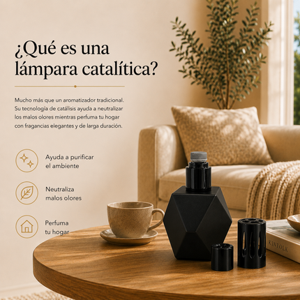 Lámpara Catalítica Obsidiana | Incluye Fragancia Premium