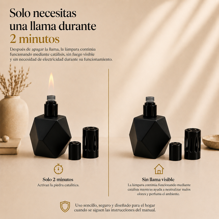 Lámpara Catalítica Obsidiana | Incluye Fragancia Premium