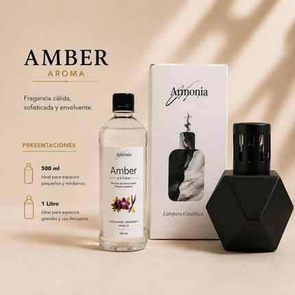 Lámpara Catalítica Obsidiana | Incluye Fragancia Premium